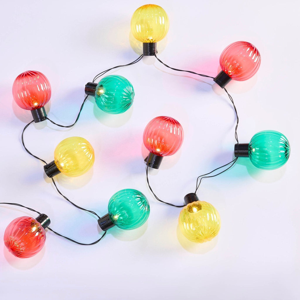 Dusklia - 10 Indoor/Outdoor Fiesta Colourful String Lights (Battery Powered) - Multicoloured