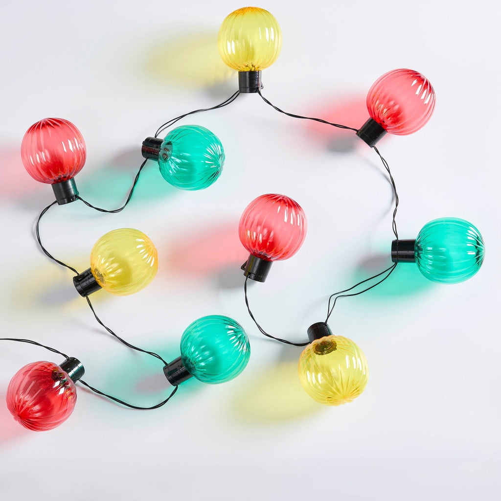 Dusklia - 10 Indoor/Outdoor Fiesta Colourful String Lights (Battery Powered) - Multicoloured