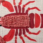 Dusklia - 100% Cotton Embroidered Loop Lobster Sofa Cushion Cover - Stone/ Red