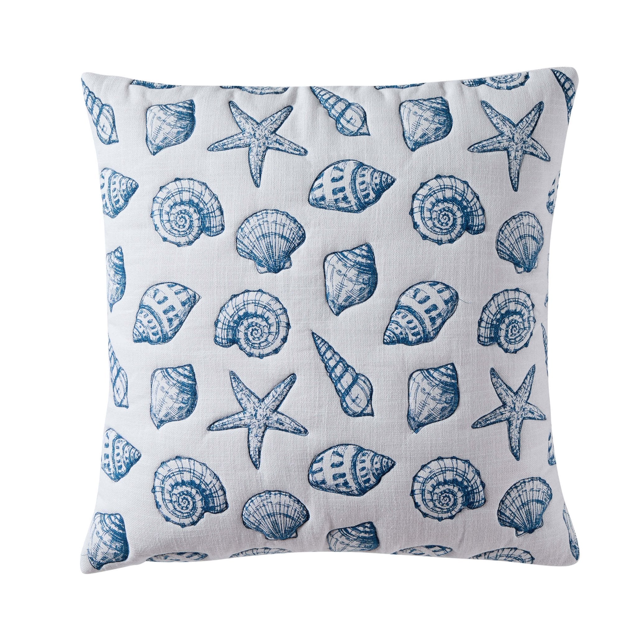 Dusklia - 100% Cotton Stitched Shell Cushion Cover - Natural/ Blue