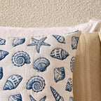 Dusklia - 100% Cotton Stitched Shell Cushion Cover - Natural/ Blue