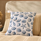 Dusklia - 100% Cotton Stitched Shell Cushion Cover - Natural/ Blue