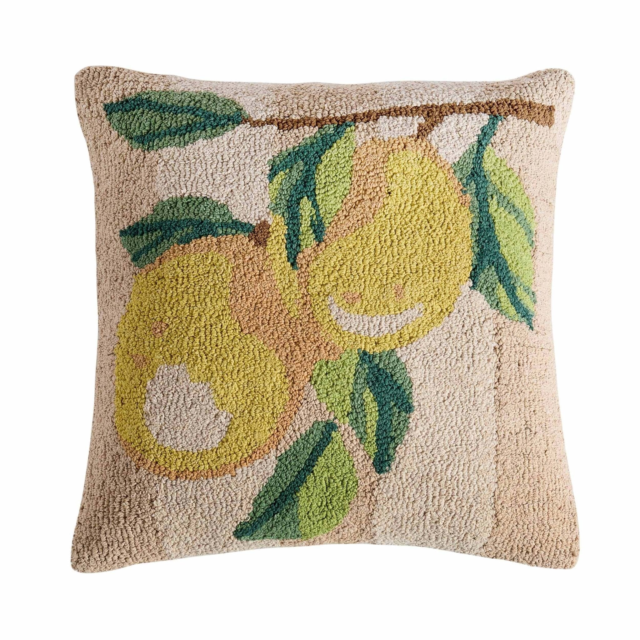 Dusklia - 100% Cotton Tufted Loop Lemon Sofa Cushion Cover- Yellow/Natural