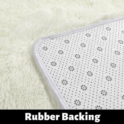 Tapis Rond Chambre 120cm - Anti Slip Doux Moelleux - Blanc