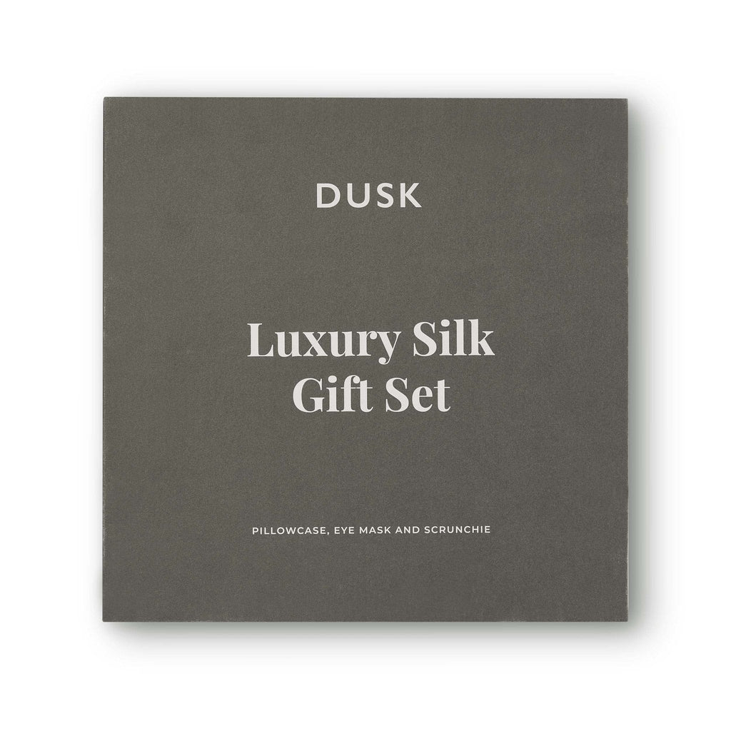 Dusklia - 19 Momme Silk Pillowcase, Eye Mask and Hair Tie Gift Set - Champagne