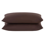 Dusklia - Pair of Plain-Dye Classic Pillowcases - 200 Thread Count - Chocolate