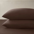 Dusklia - Pair of Plain-Dye Classic Pillowcases - 200 Thread Count - Chocolate