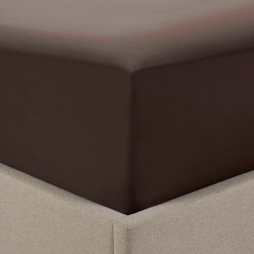 Dusklia - 200 Thread Count Plain-Dye Fitted Sheet - Chocolate