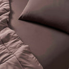 Dusklia - 200 Thread Count Plain-Dye Fitted Sheet - Chocolate