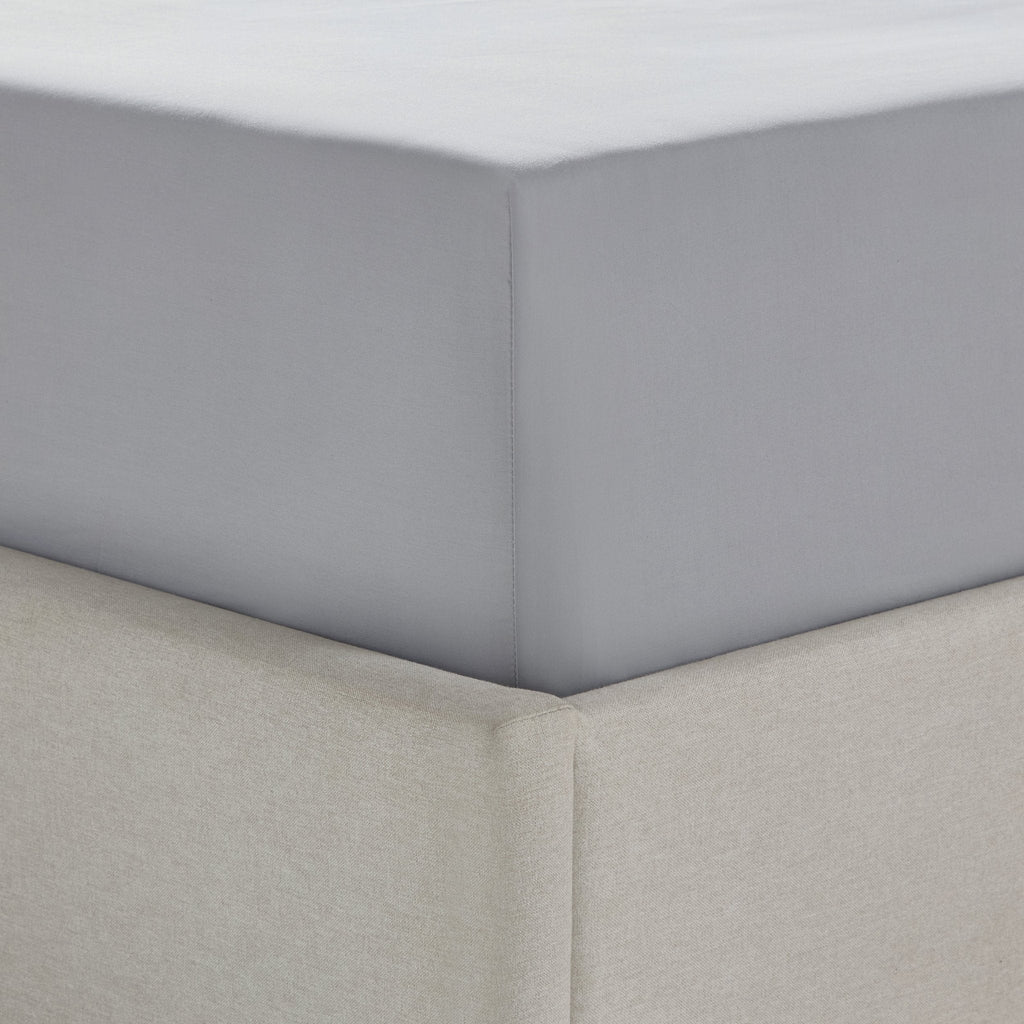 Dusklia - 200 Thread Count Plain-Dye Fitted Sheet - Light Grey