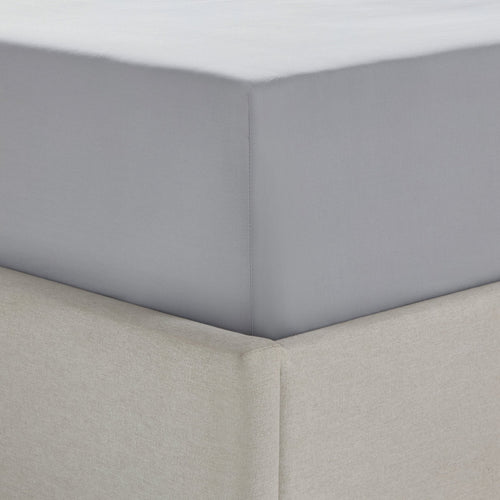 Dusklia - 200 Thread Count Plain-Dye Fitted Sheet - Light Grey