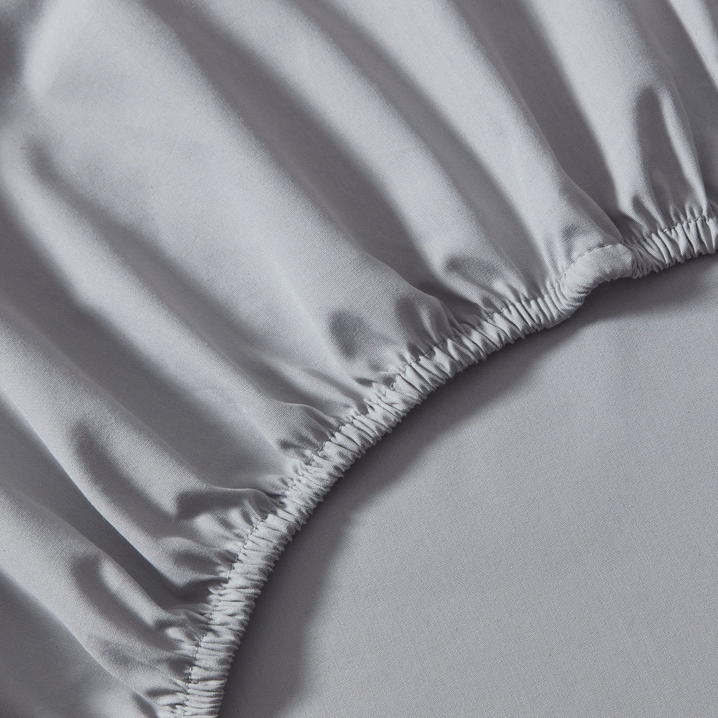 Dusklia - 200 Thread Count Plain-Dye Fitted Sheet - Light Grey