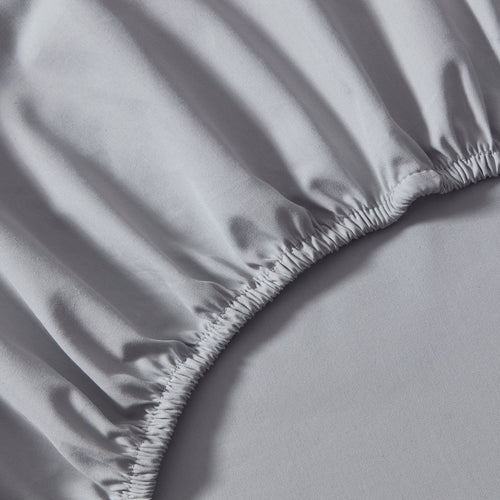 Dusklia - 200 Thread Count Plain-Dye Fitted Sheet - Light Grey