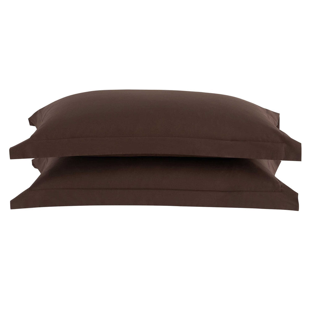 Dusklia - Pair of Plain-Dye Oxford Pillowcases - 200 Thread Count - Chocolate