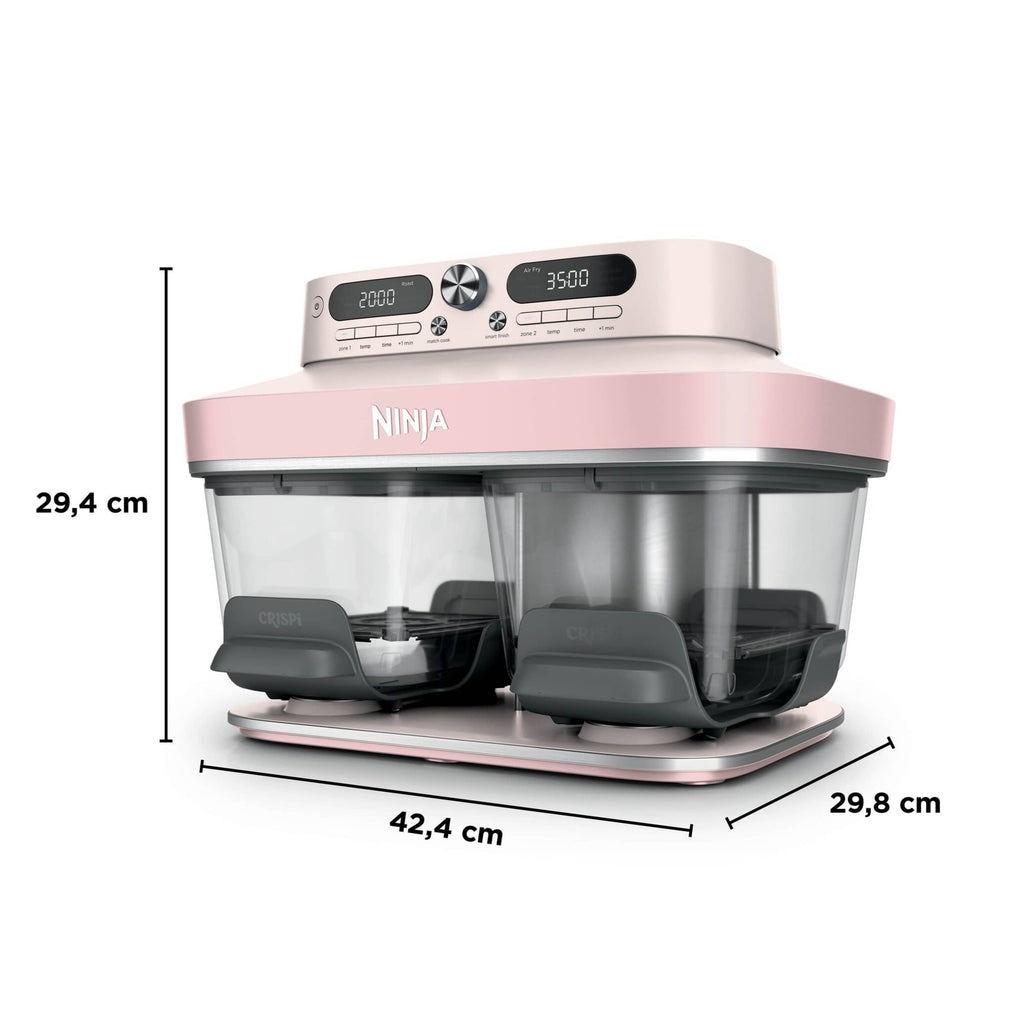 Air fryer en verre avec 8 modes CRISPi DualZone, Rose Quartz