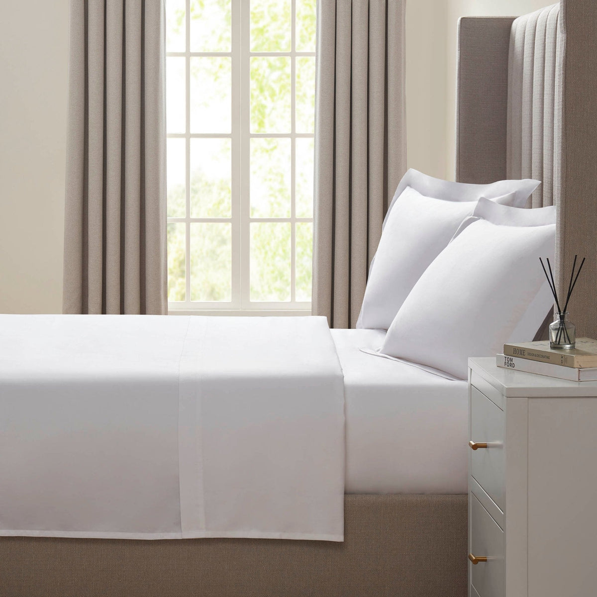 Dusklia - 400TC Sateen Sheets & Pillowcase Bundle - White