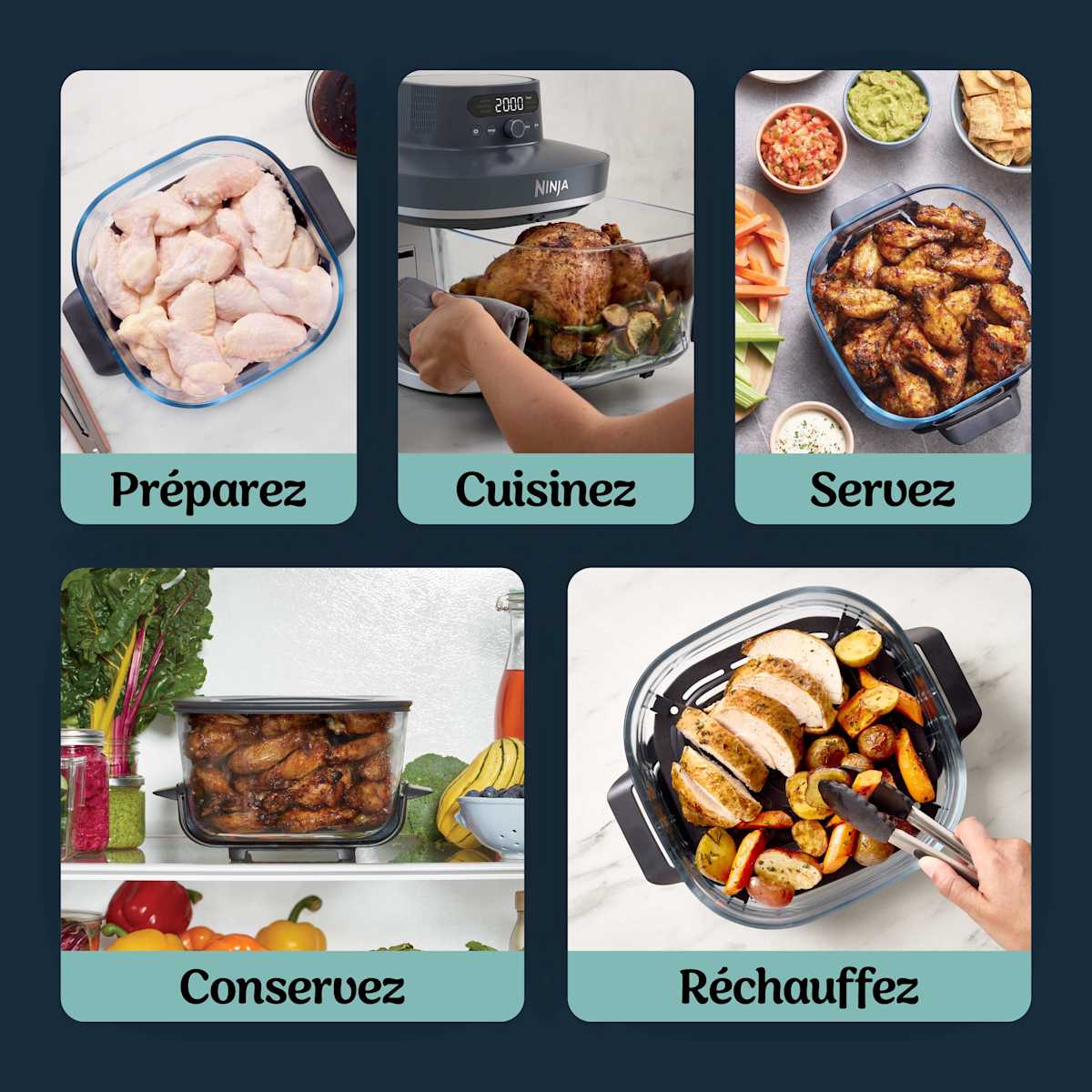Air Fryer en verre Crispi Pro 7-en-1, Bleu Cyberspace