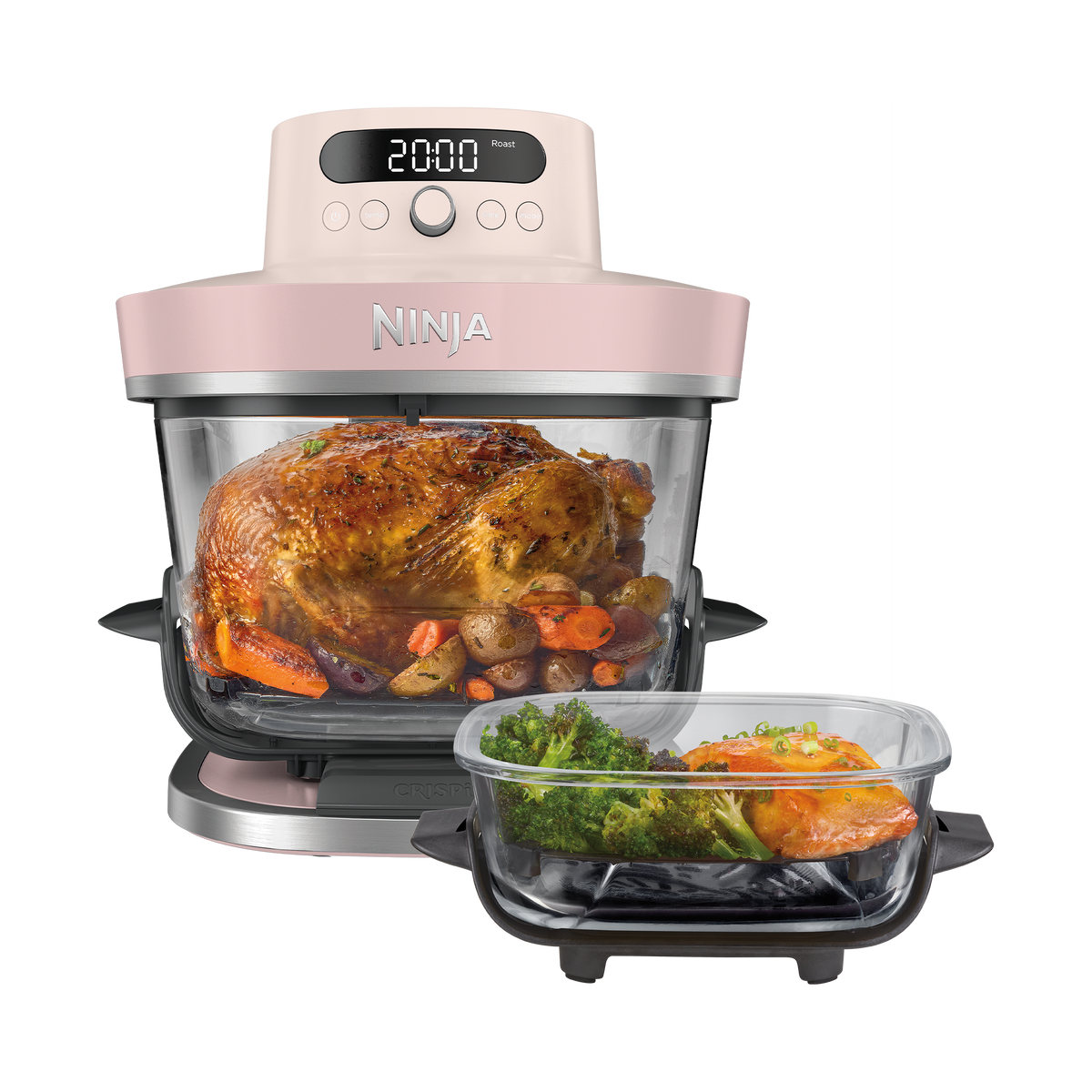 Air fryer en verre avec 8 modes CRISPi DualZone, Rose Quartz