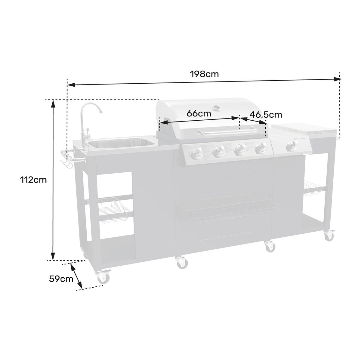 Cuisine d'extérieur REVO Alicante – 4+1 brûleurs 17,2 kW