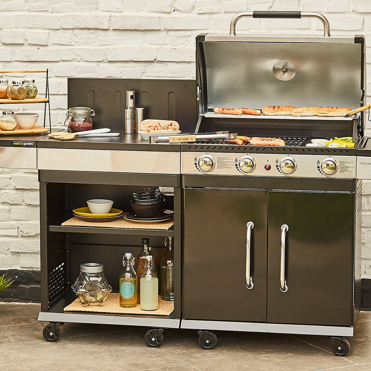 Barbecue gaz Majorque XL – 4 brûleurs 14,5 kW avec desserte