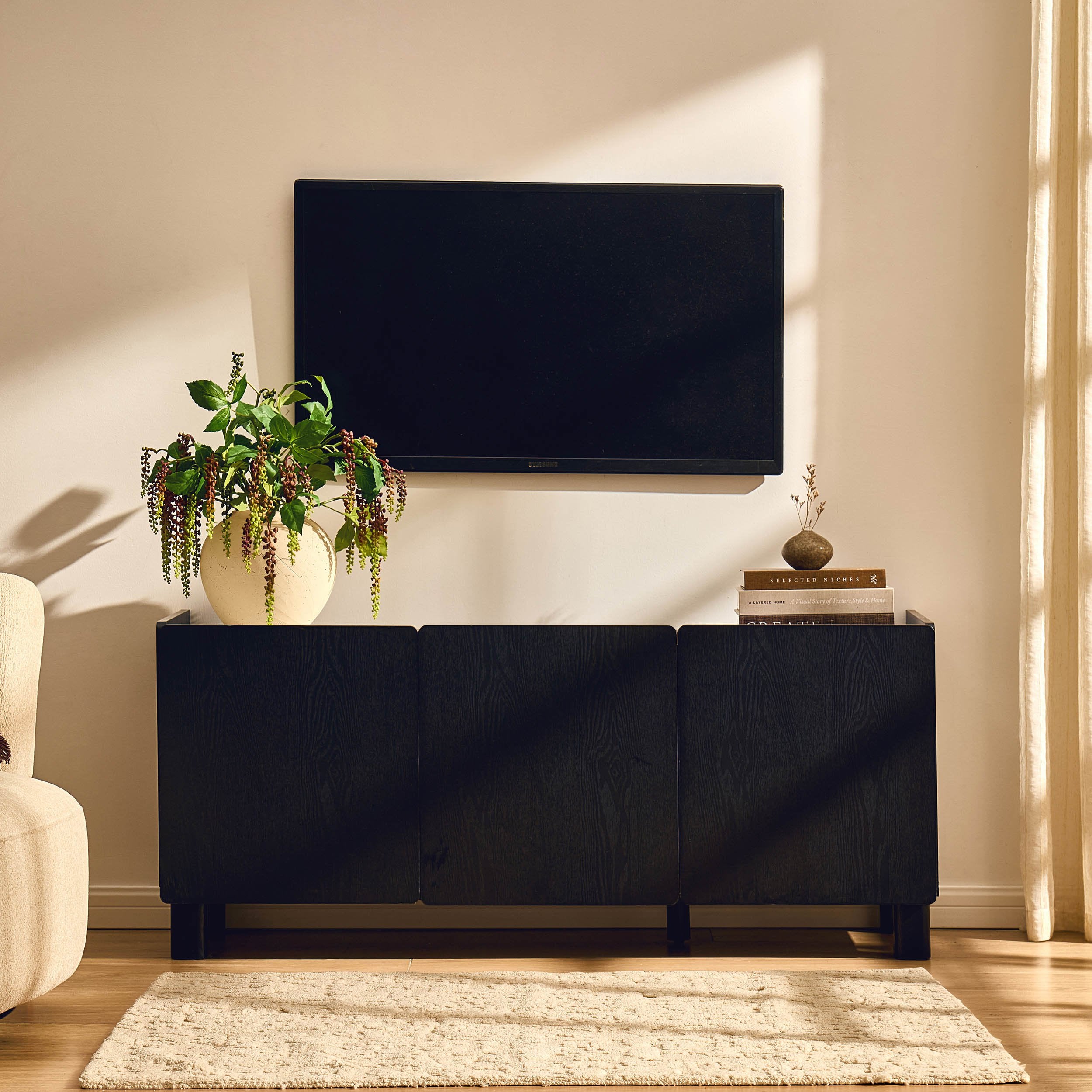 Meuble TV Avalon pour téléviseurs jusqu'à 50" - Effet bois noir