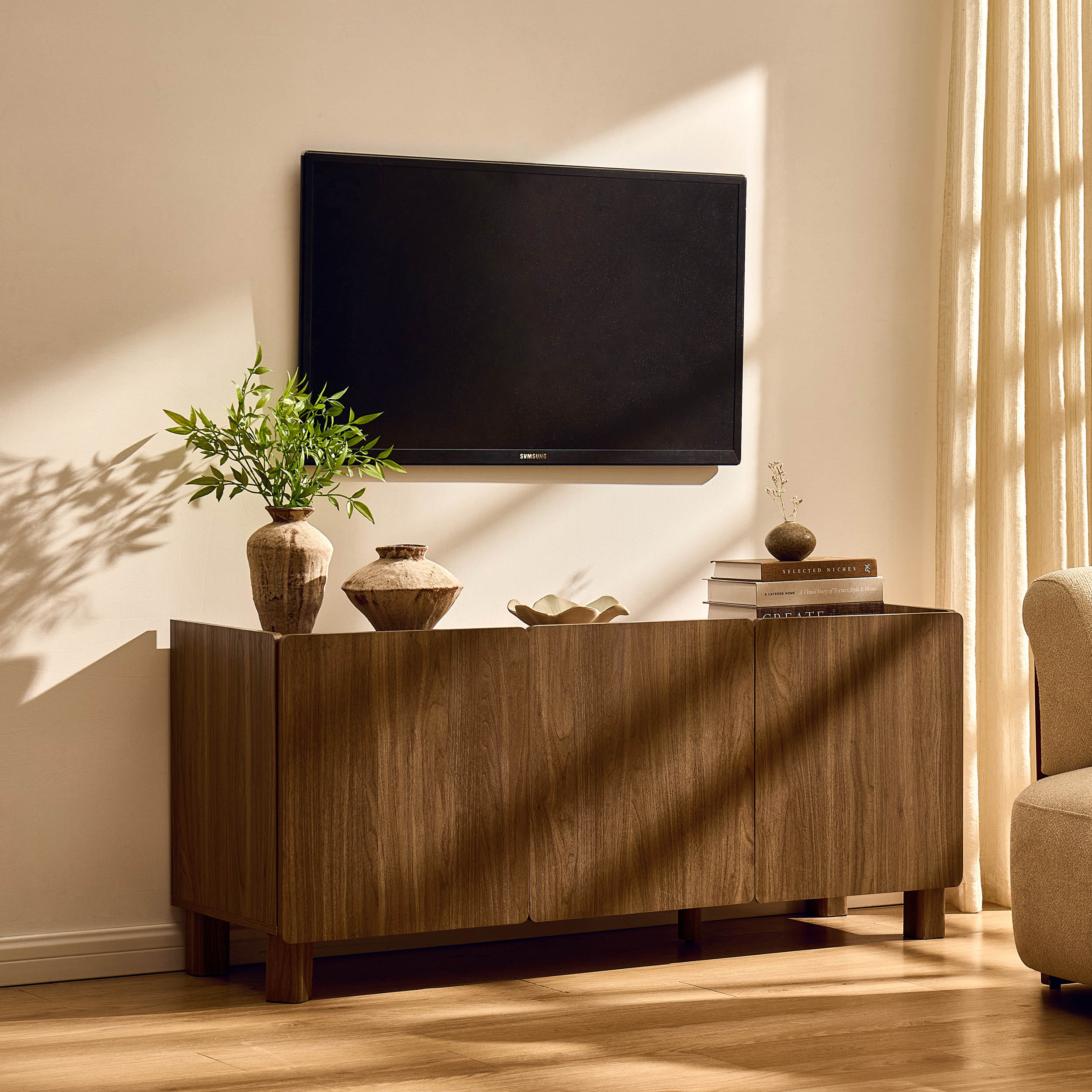 Meuble TV Avalon pour téléviseurs jusqu'à 50 - Bois moyen