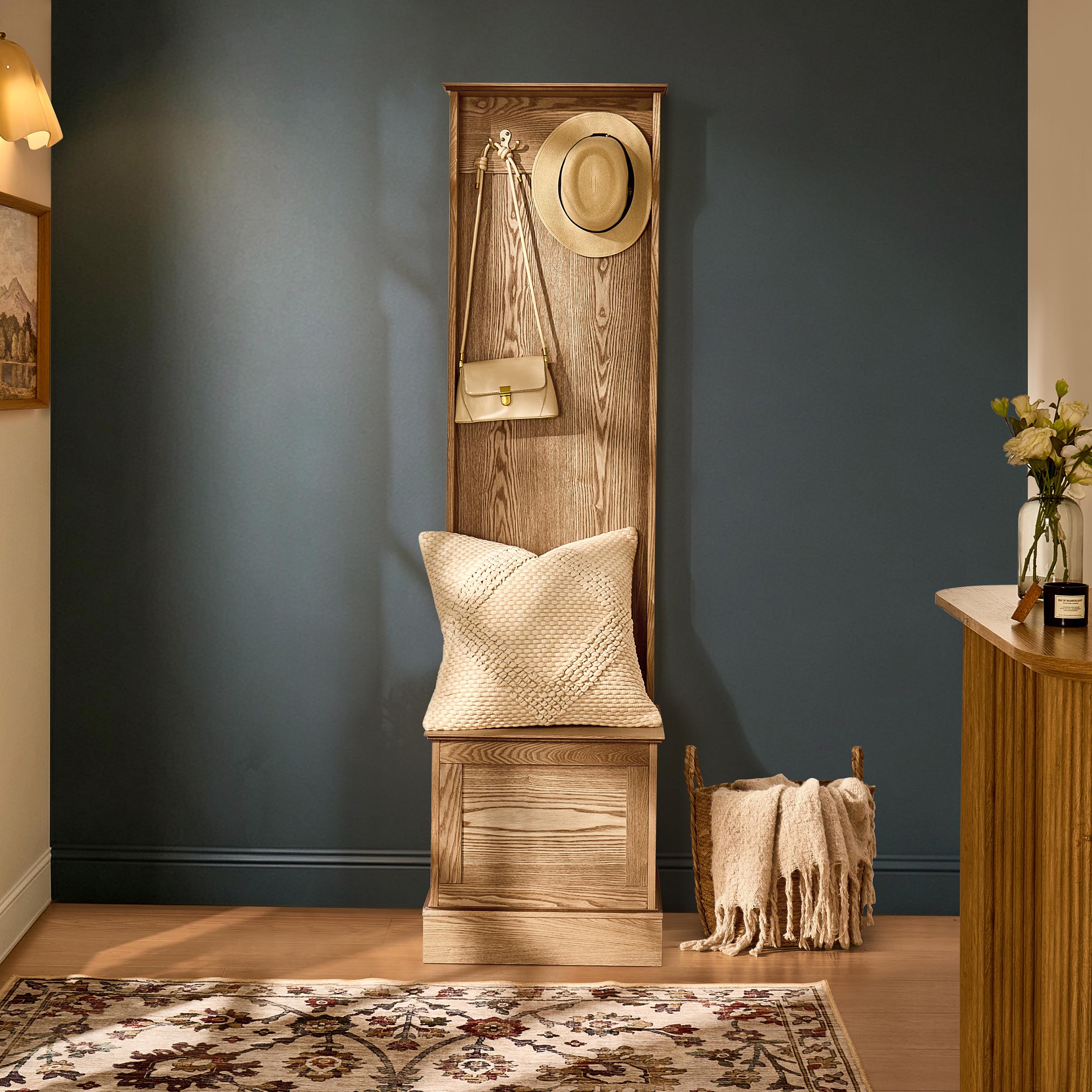 Meuble de rangement d'entrée Ruby peu encombrant - Bois clair