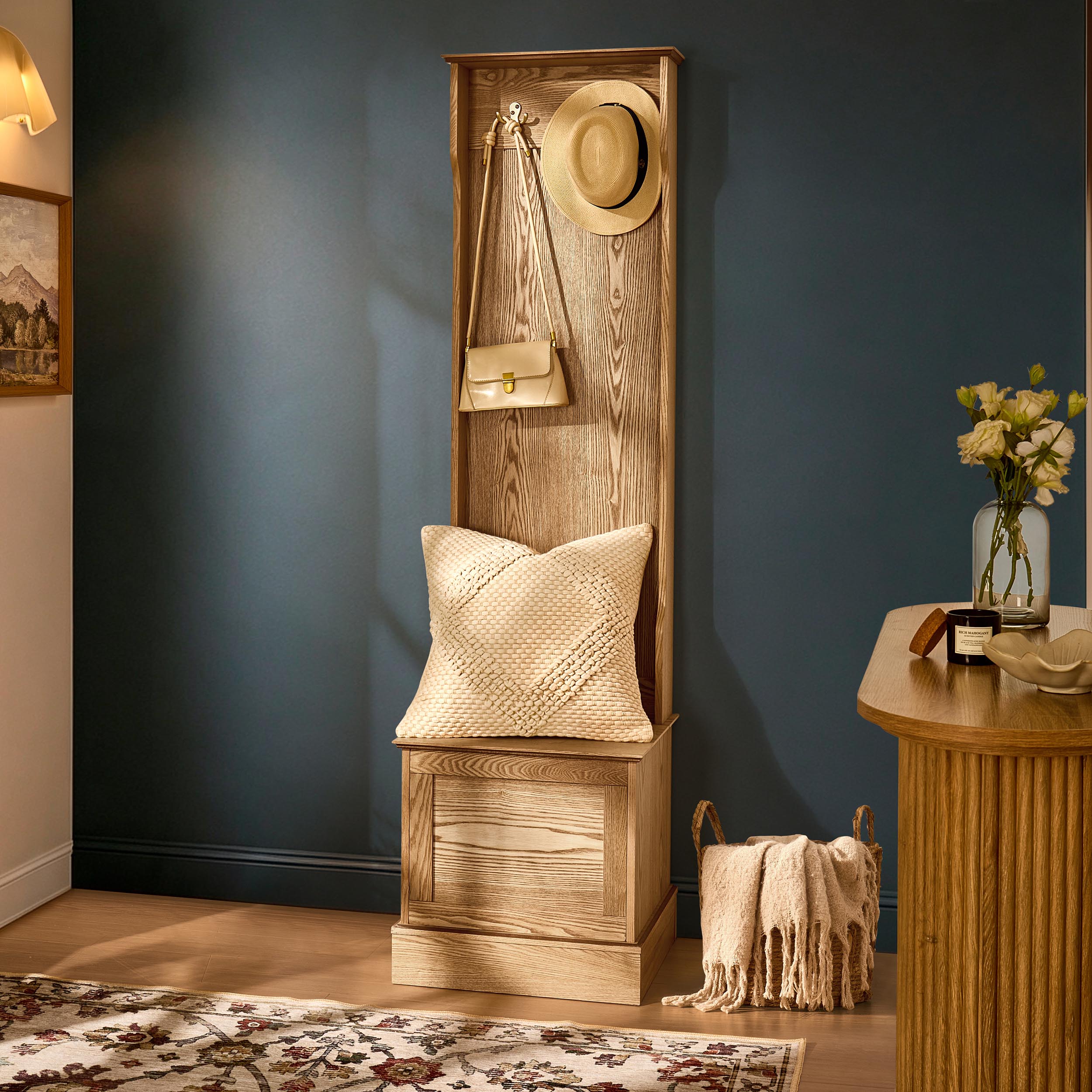 Meuble de rangement d'entrée Ruby peu encombrant - Bois clair