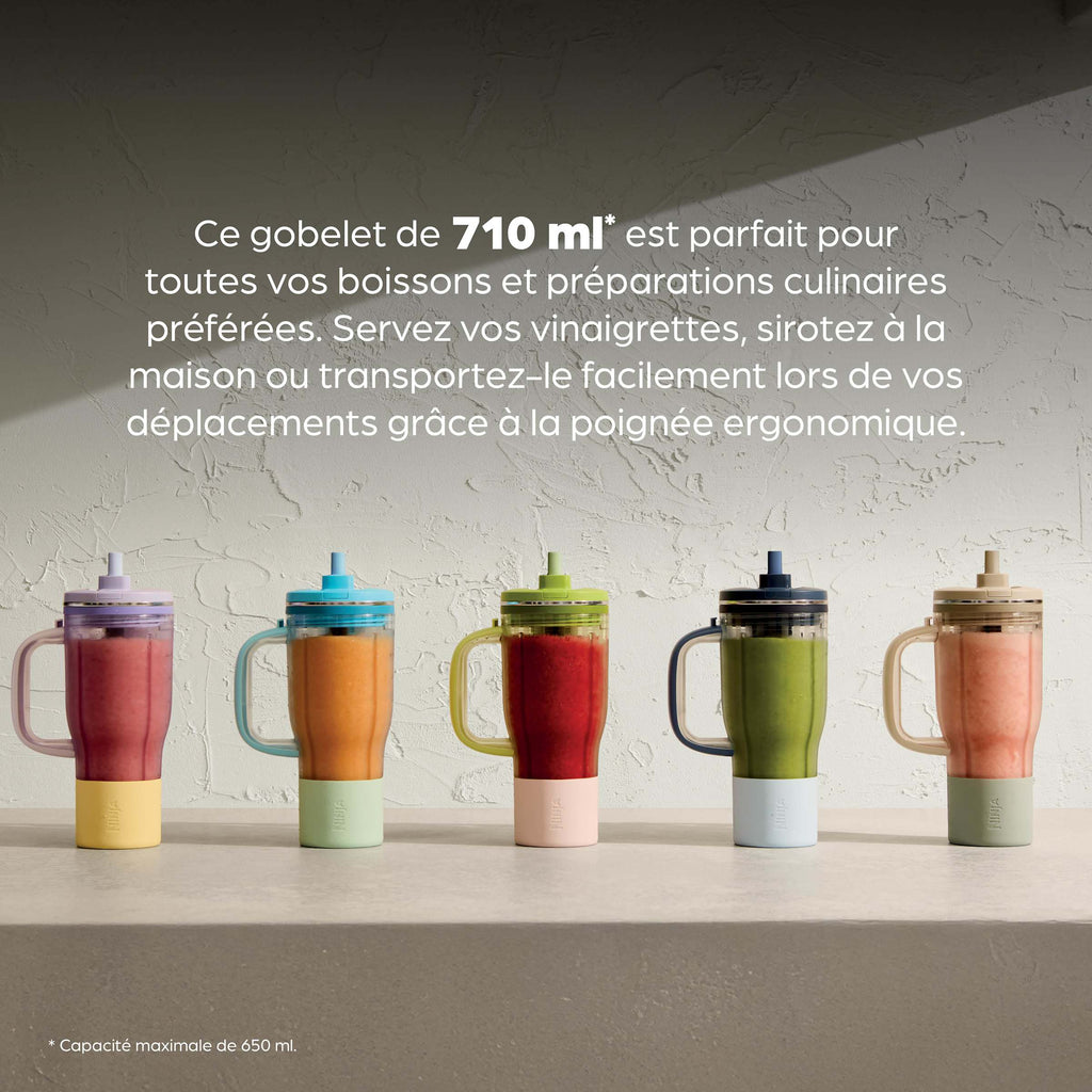Blender Gourde Cyberspace et Gourde BlendBoss de 710 ml avec poignée & paille amovible (Couleur au choix)