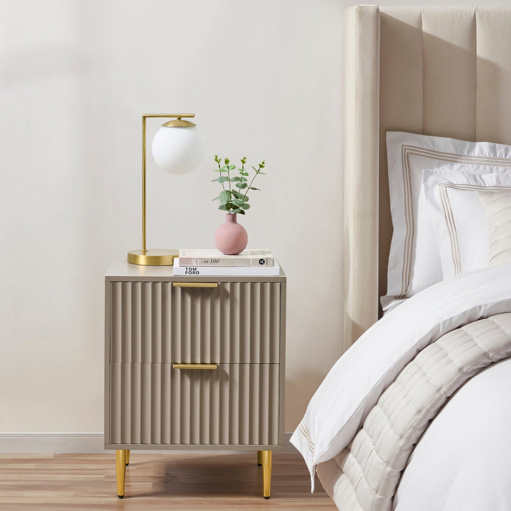 Dusklia - Evie 2 Drawer Bedside Table - Taupe