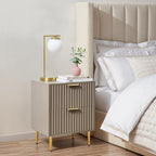 Dusklia - Evie 2 Drawer Bedside Table - Taupe