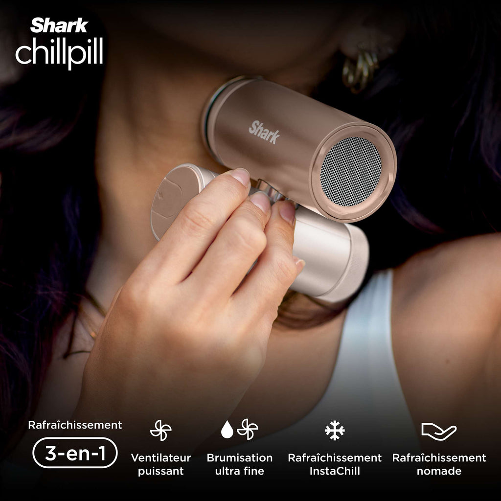 Ventilateur portable 3-en-1, brumisateur et plaque refroidissante Shark ChillPill - Marron glacé
