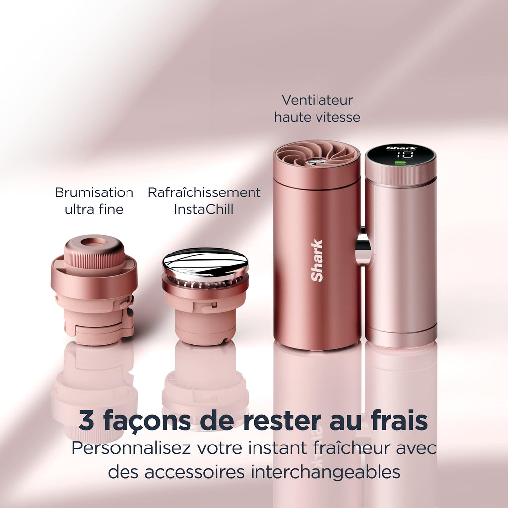 Ventilateur portable 3-en-1, brumisateur et plaque refroidissante Shark ChillPill - Or Rose