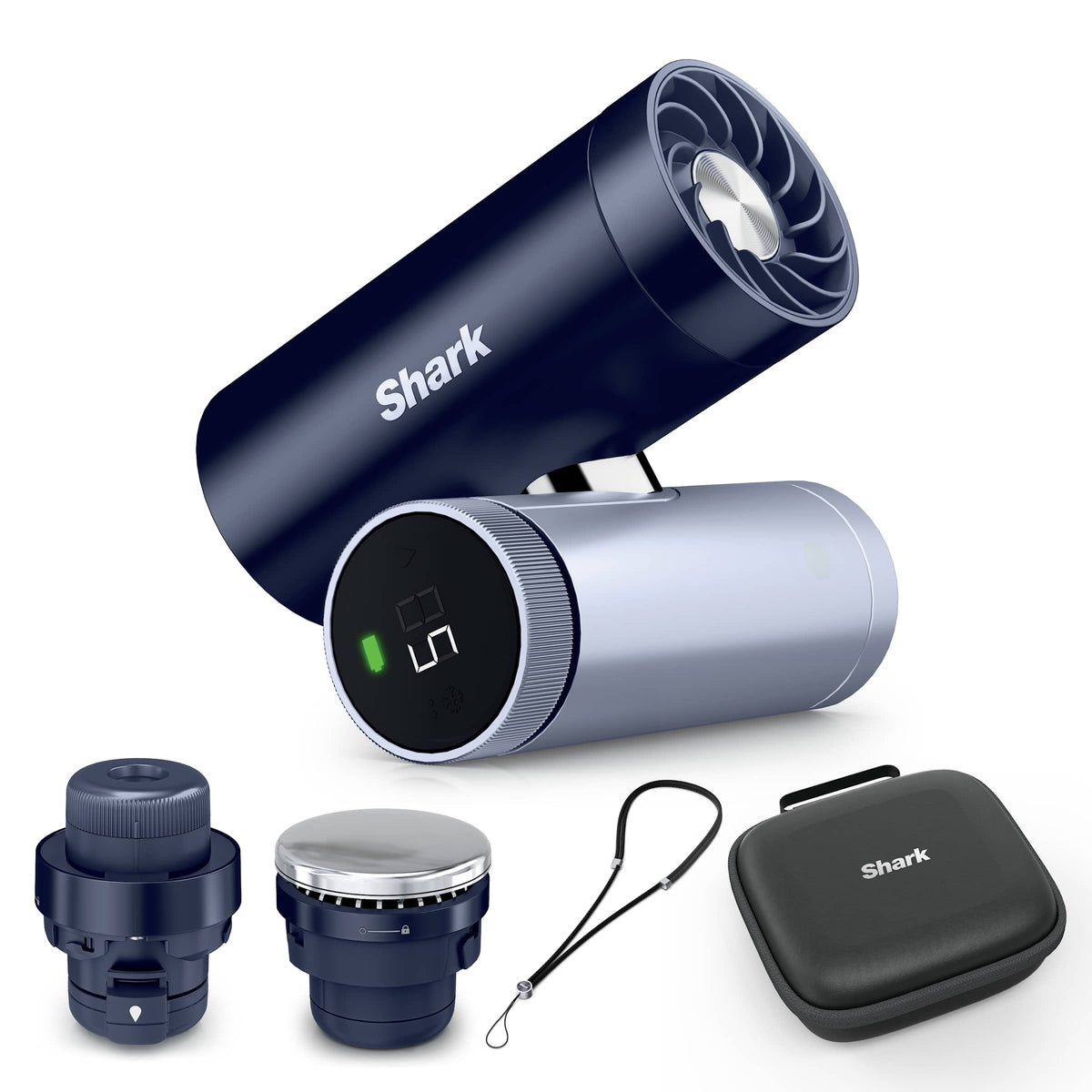 Ventilateur portable 3‑en‑1, brumisateur et plaque refroidissante Shark ChillPill avec étui de voyage - Bleu Nuit