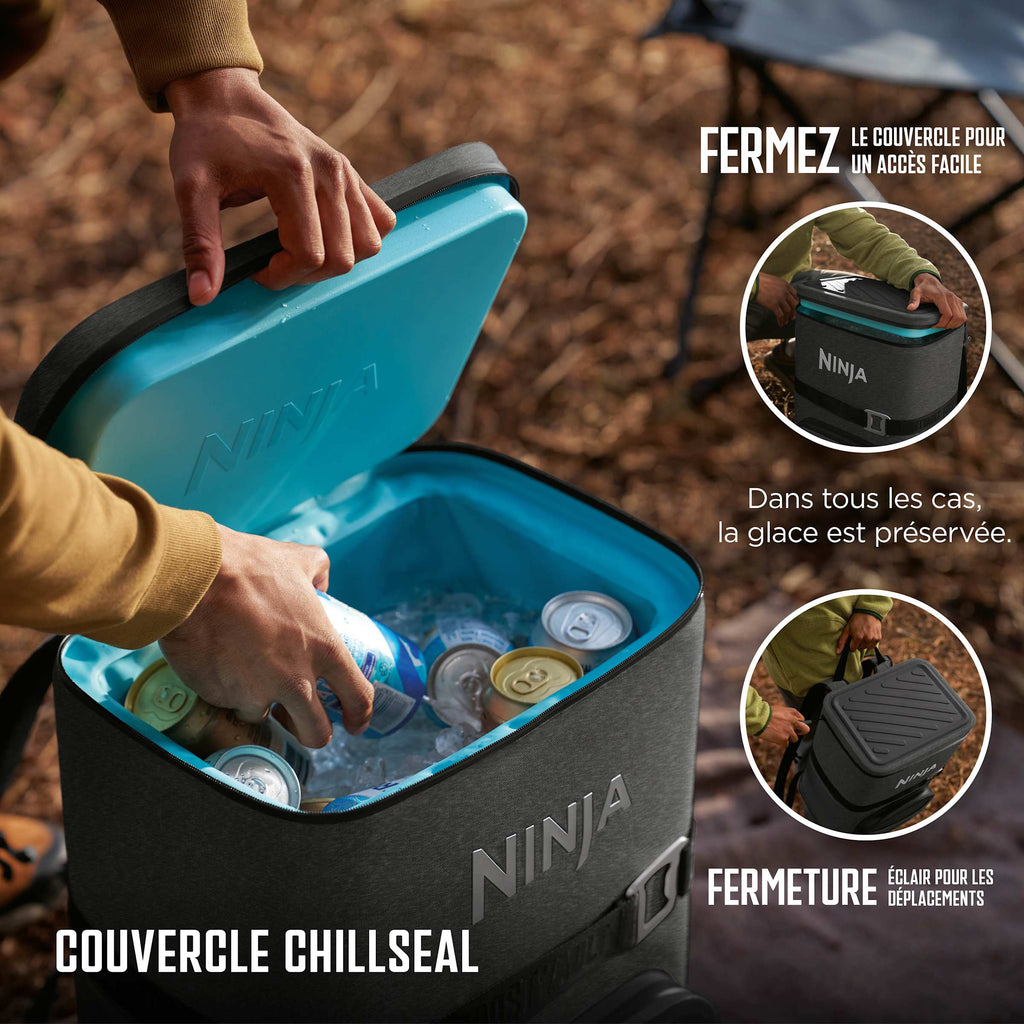Pack Ventilateur portable 3-en-1 Shark ChillPill et Glacière sac à dos Ninja FrostVault Go 36 canettes - Charbon
