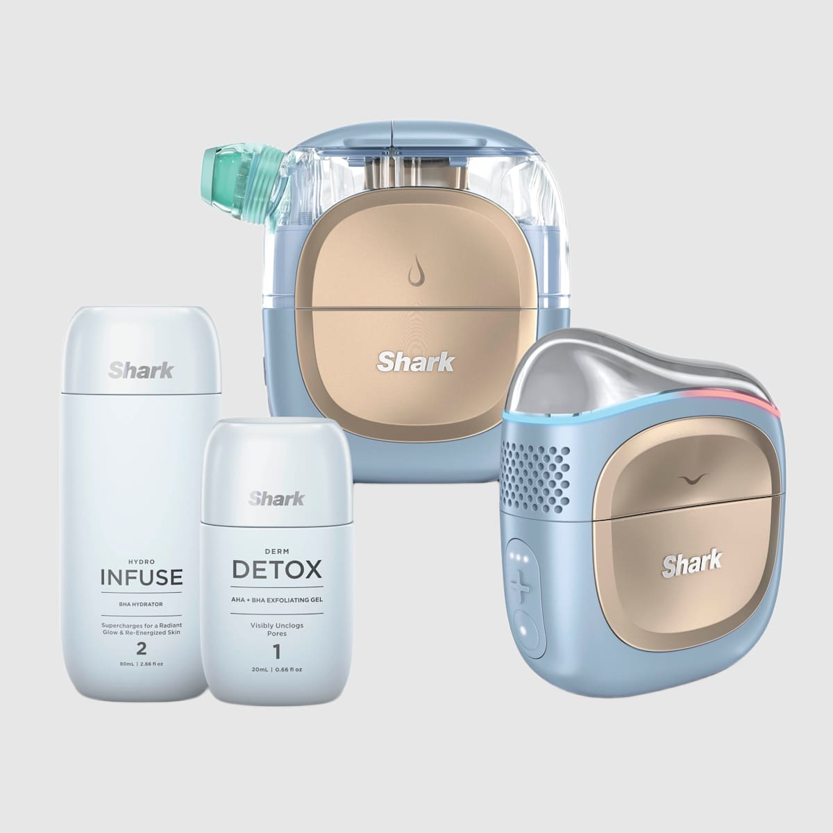 Masque LED CryoGlow + Appareil de soin FacialPro Glow + DePuffi - Bleu