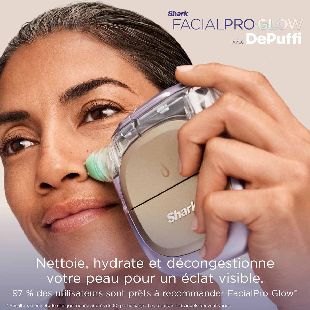 Appareil de soin du visage hydrofacial à domicile Shark FacialPro Glow + DePuffi - Lilas Doux