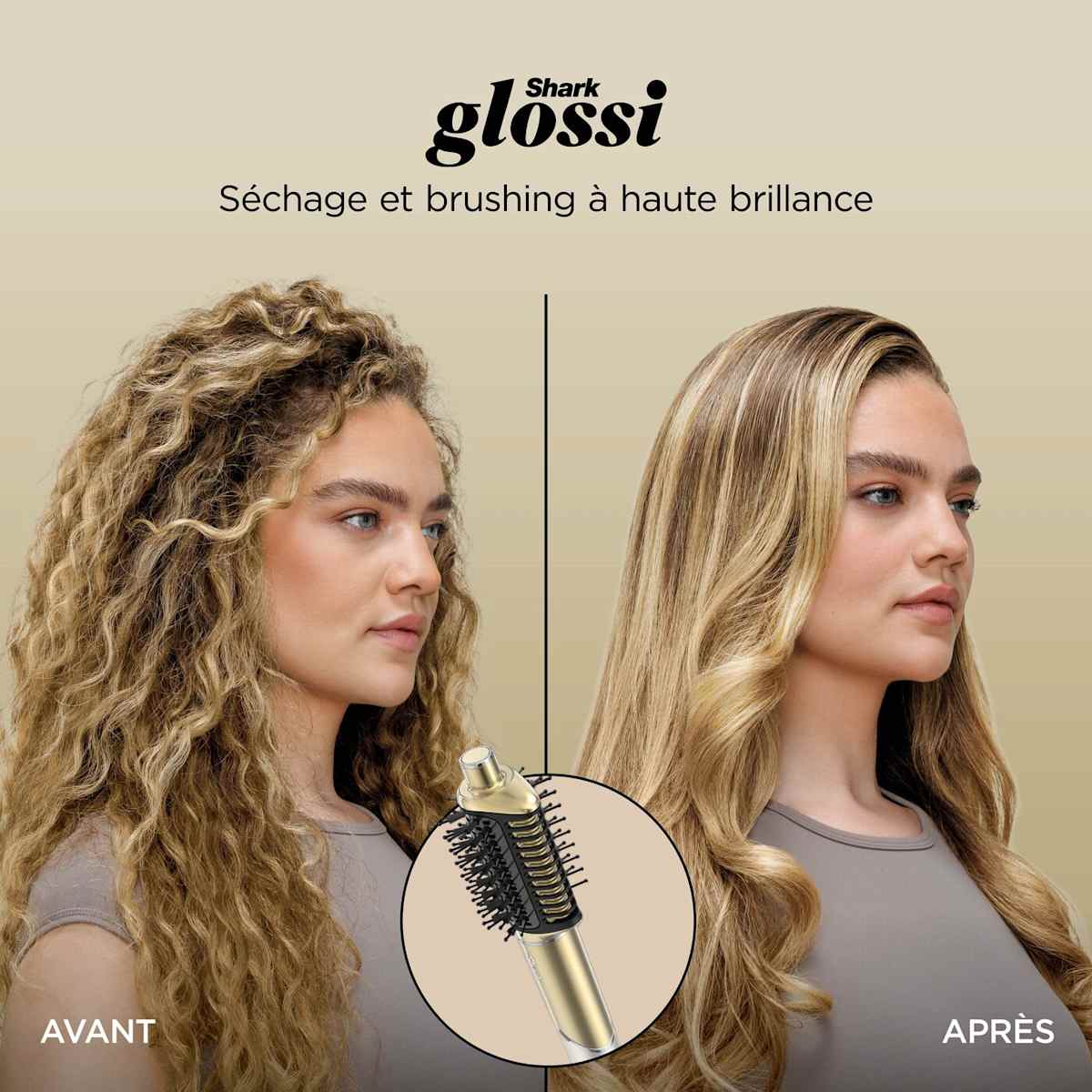 Multi-Styler premium et Sèche-Cheveux Shark Glam sur-mesure Or - 1 embout au choix