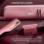 Lisseur + Sèche-cheveux tout-en- un Shark SilkiPro Straight, avec étui de rangement résistant à la chaleur - Quartz Rose