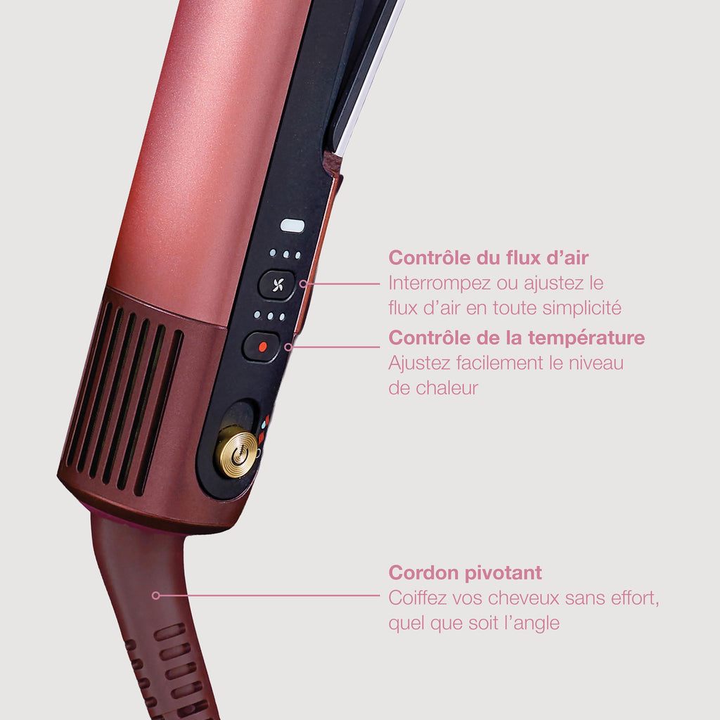 Lisseur + Sèche-cheveux tout-en- un Shark SilkiPro Straight, avec étui de rangement résistant à la chaleur - Quartz Rose