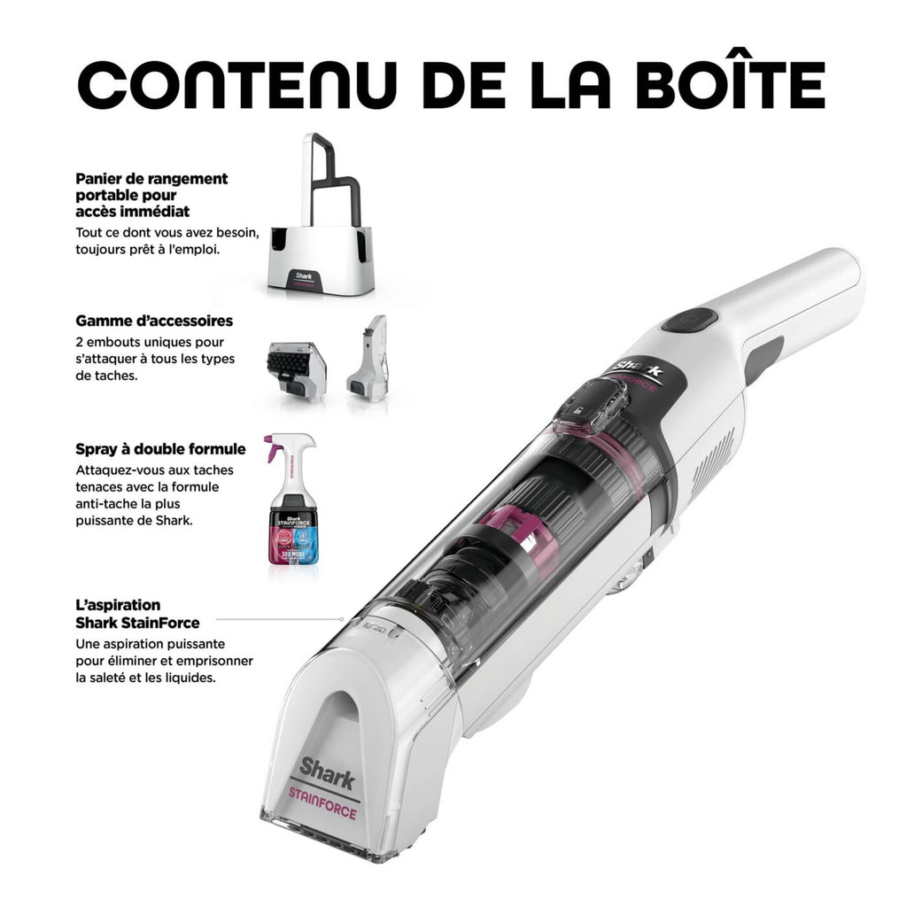 Shark StainForce - Shampouineuse Détacheur Portable Sans Fil pour Tapis, Canapé, Voiture et Tissus d'Ameublement