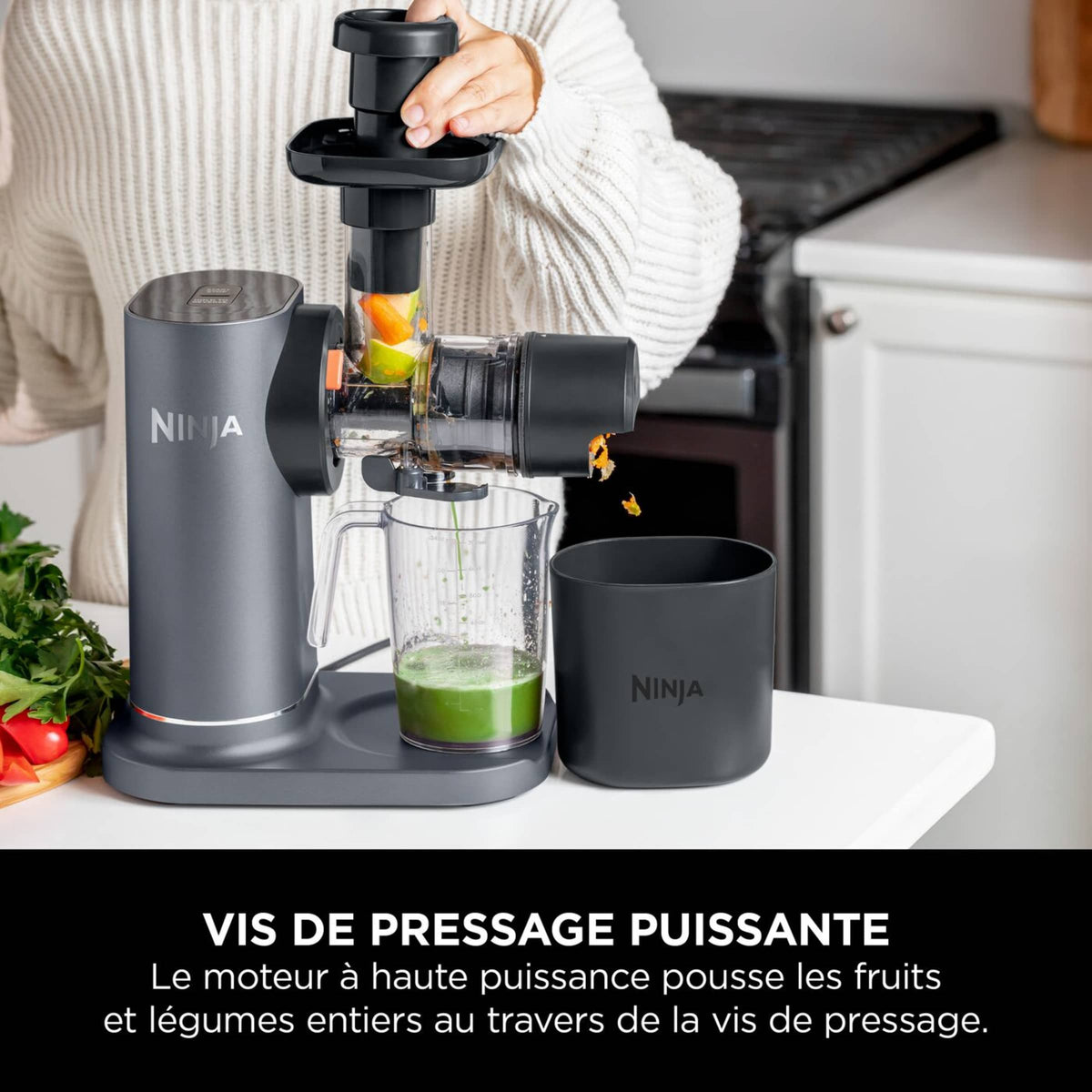 Extracteur de jus à froid Ninja NeverClog - Pressage lent sans colmatage