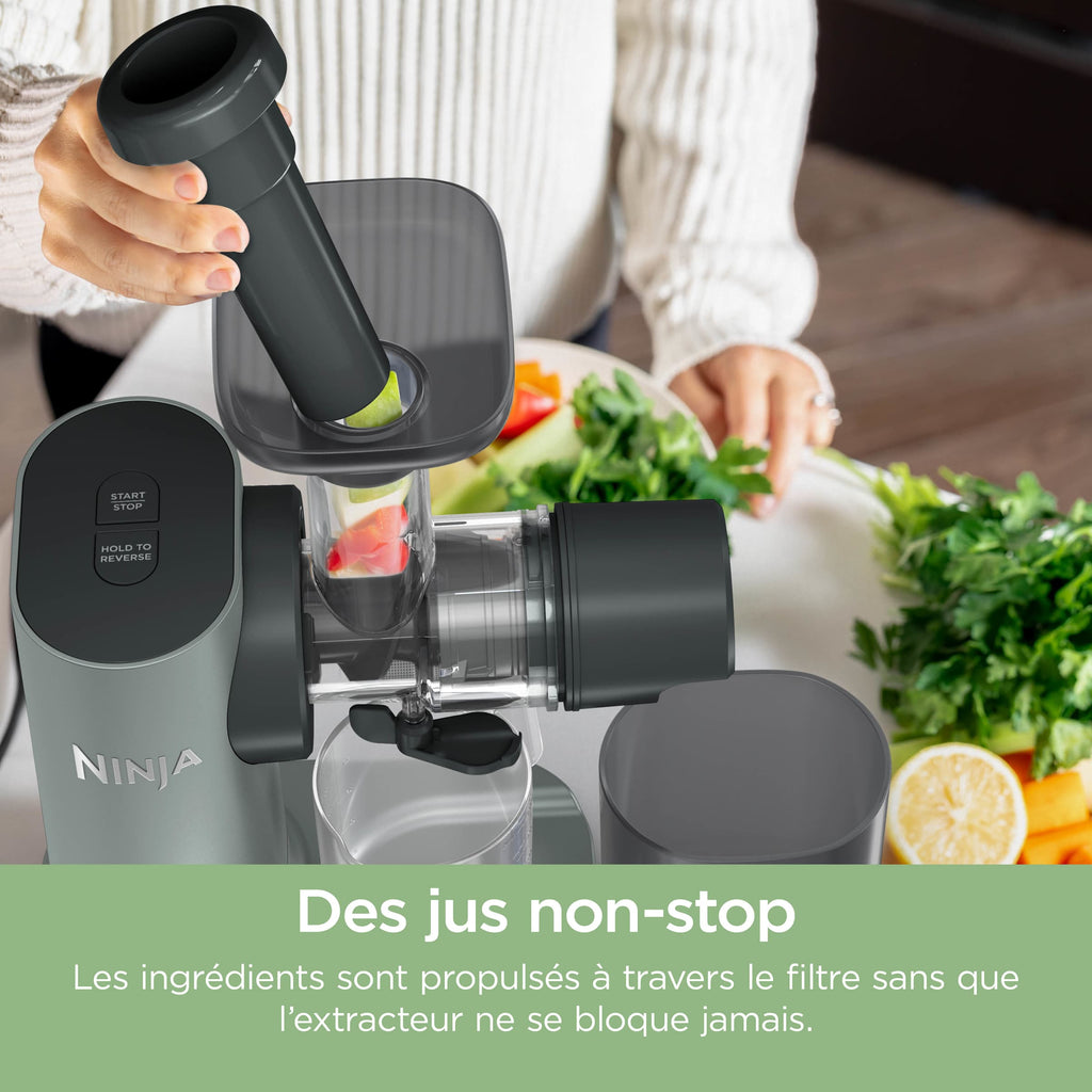Extracteur de Jus à froid, Râpe & Trancheuse 3-en-1 Ninja NeverClog