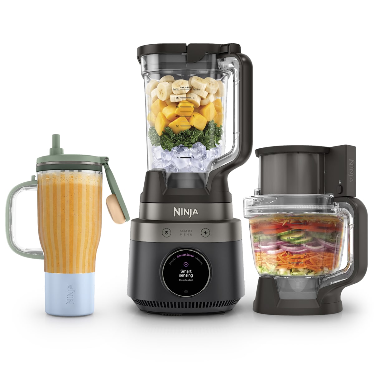 Robot multifonction 3-en-1 Ninja CrushBOSS - Blender, robot culinaire & blender-gourde - Onyx