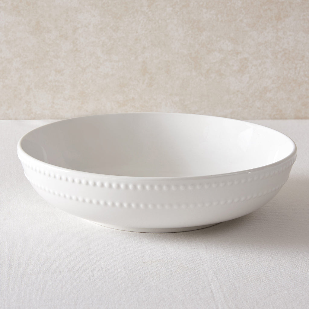 Dusklia - Margalo Beaded Serving Bowl - White