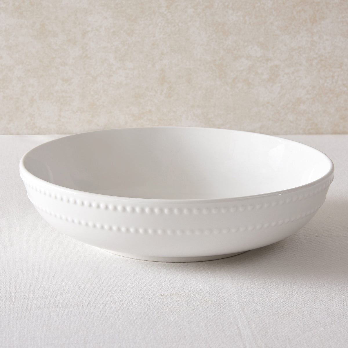 Dusklia - Margalo Beaded Serving Bowl - White