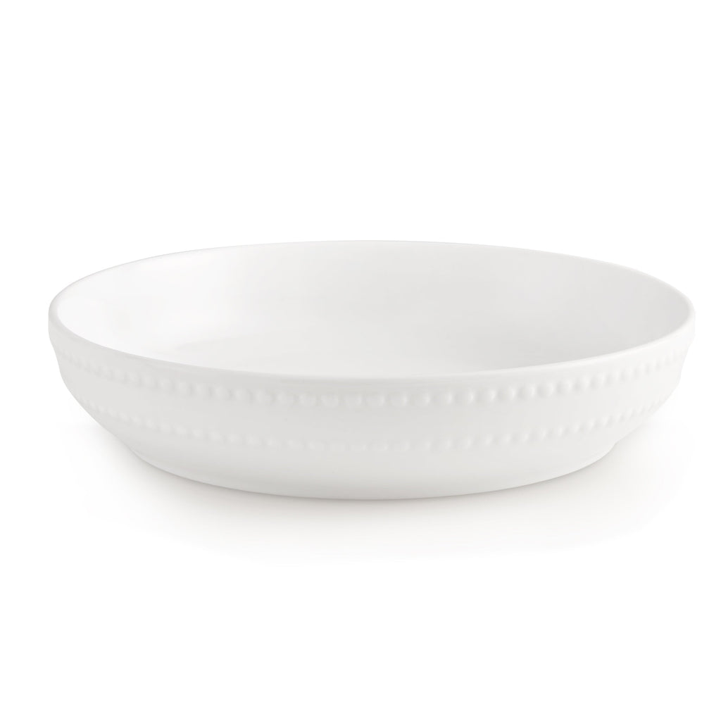 Dusklia - Margalo Beaded Serving Bowl - White