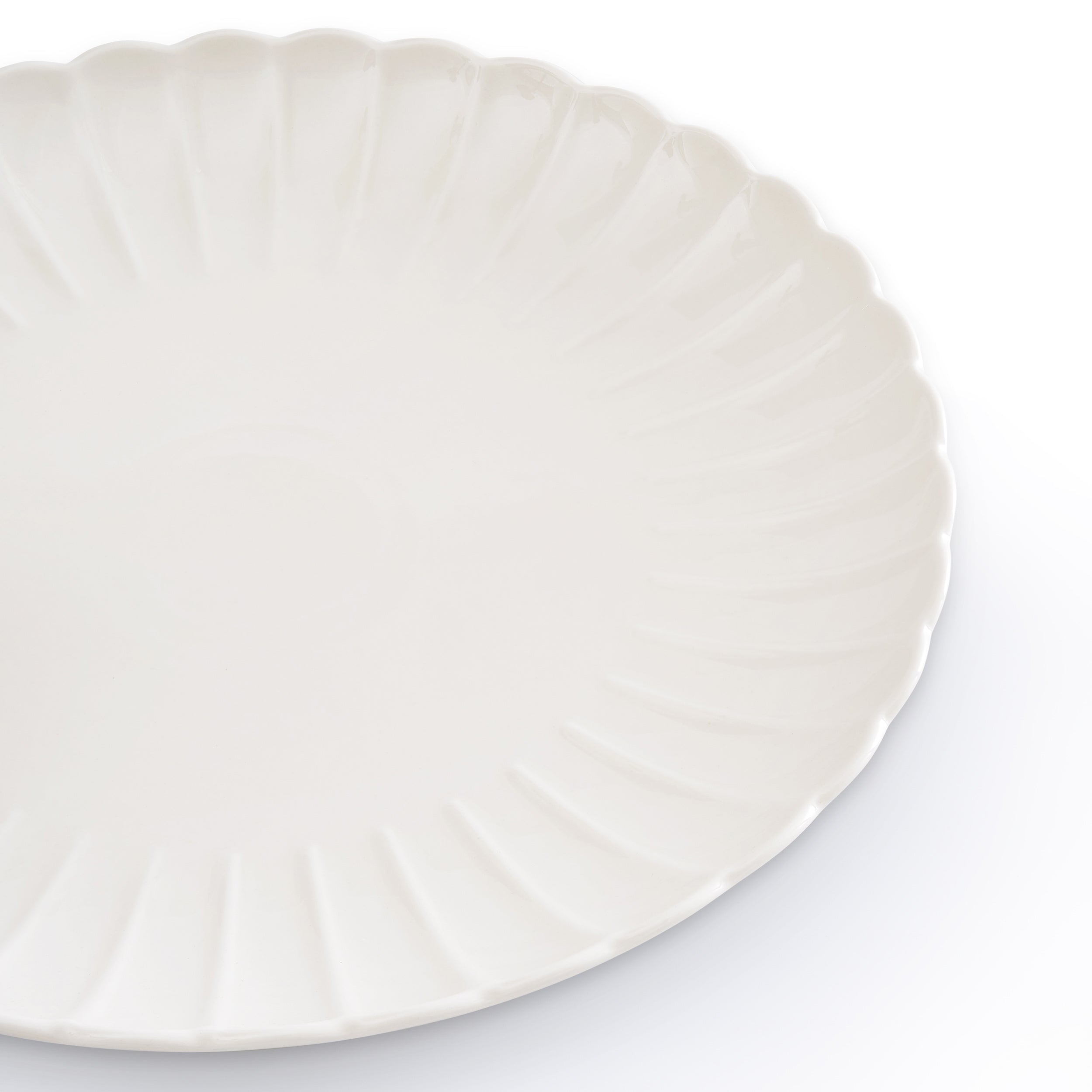 Dusklia - Mira Scalloped Set of 4 Dinner Plates - Off White