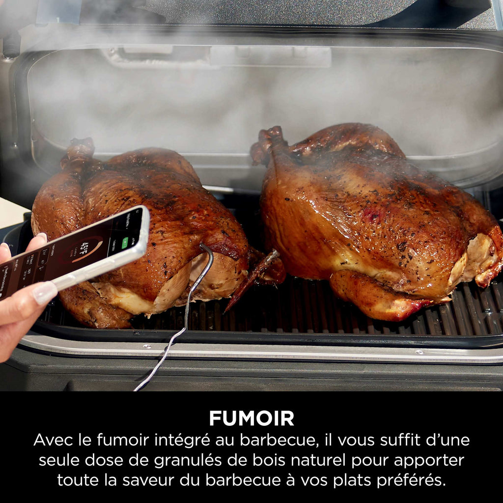 Barbecue électrique et fumoir Ninja Woodfire Pro Connect XL avec housse - Noir et Or