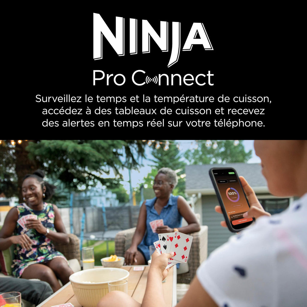 Barbecue électrique et fumoir Ninja Woodfire Pro Connect XL avec housse - Noir et Or
